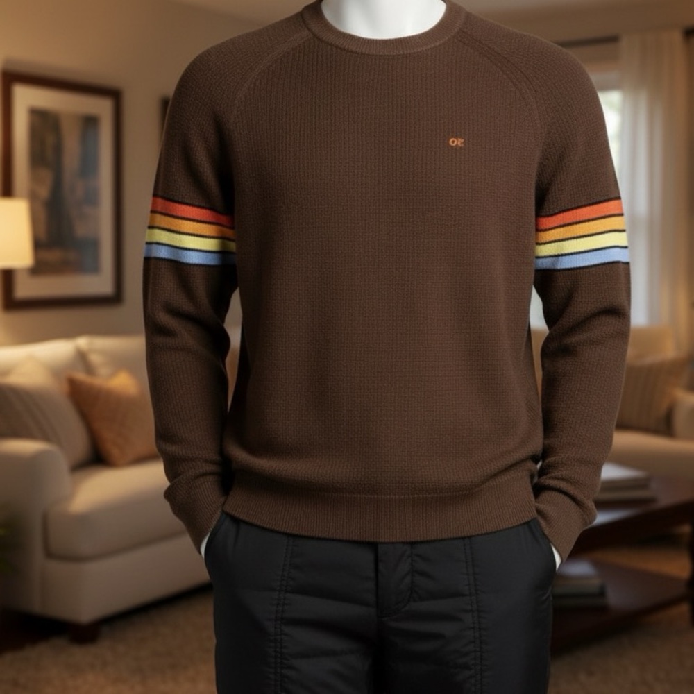 New Outerknown Nostalgic Organic Cotton Sweater Multicolor Striped arms size S